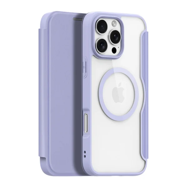 Dux Ducis Skin X Pro iPhone 16 Pro Case with MagSafe and Flip Cover - Purple