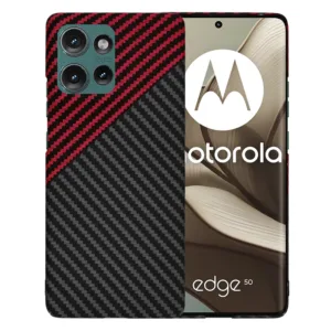 Techsuit - Carbonite FiberShell - Motorola Edge 50 - Red Vortex