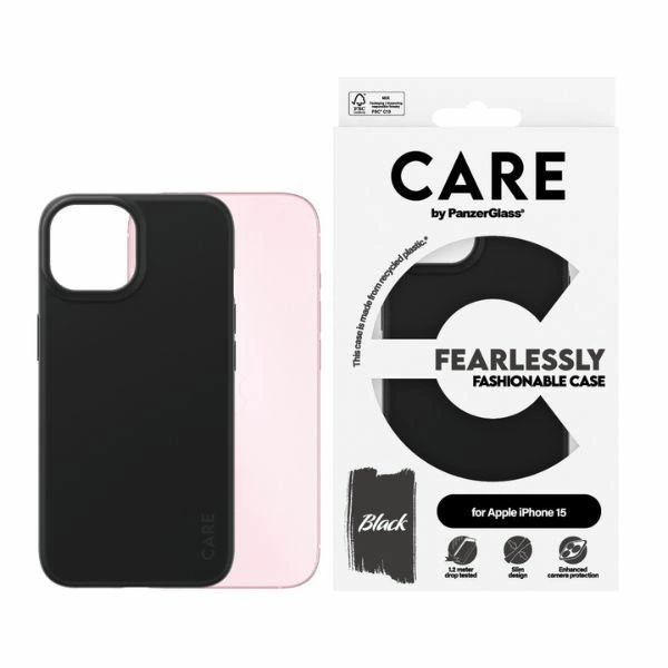 CARE by PanzerGlass Fearlessly Fashionable Case for iPhone 15 - Black