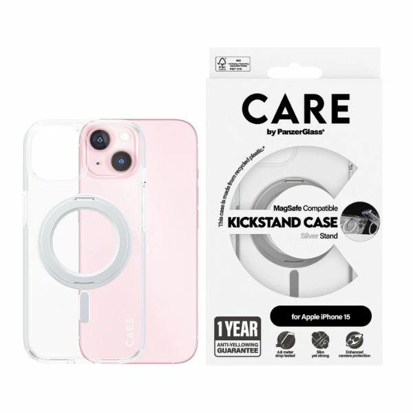 CARE by PanzerGlass Kickstand Case MagSafe for iPhone 15 - silver