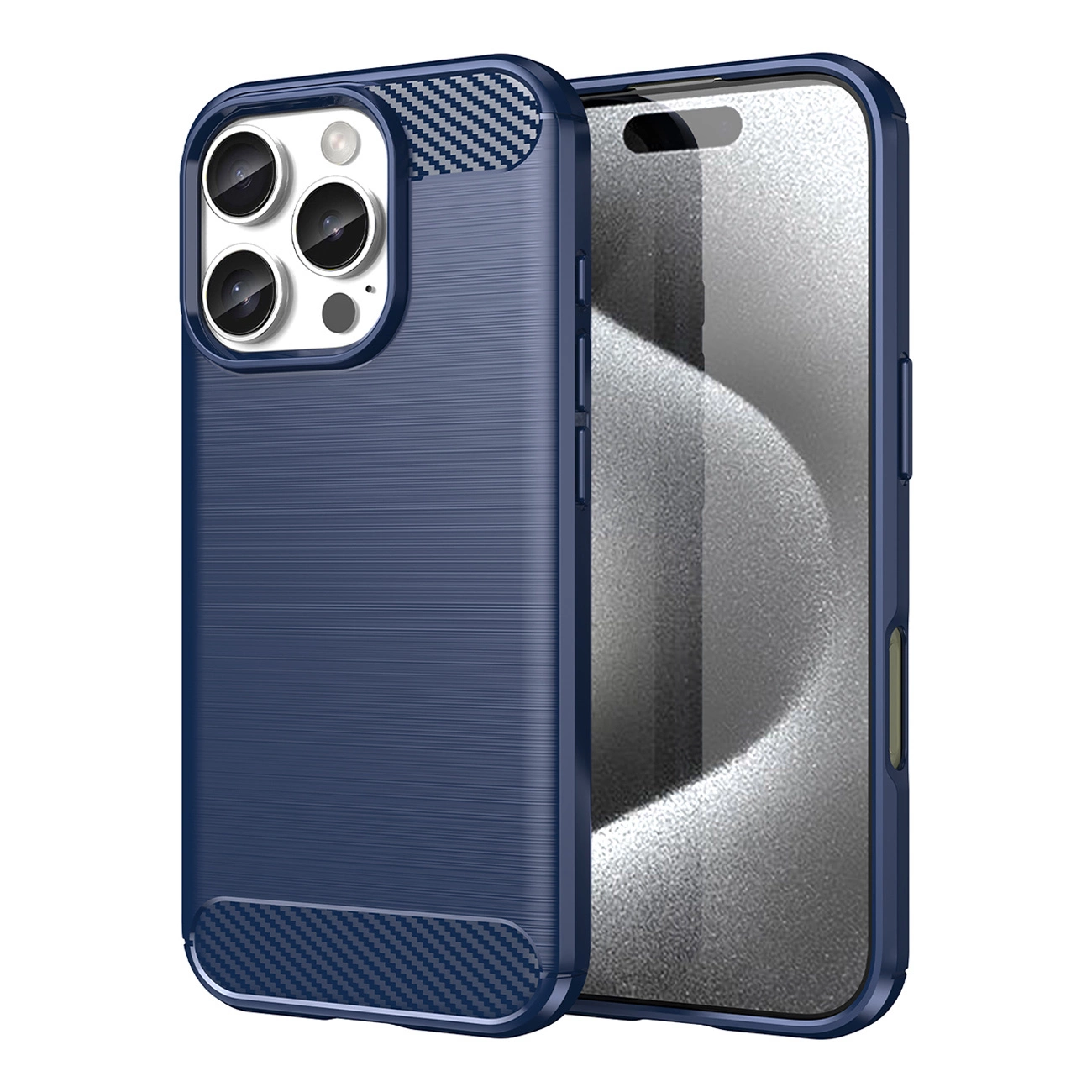 Carbon Case for iPhone 16 Pro Max Silicone Case - Blue