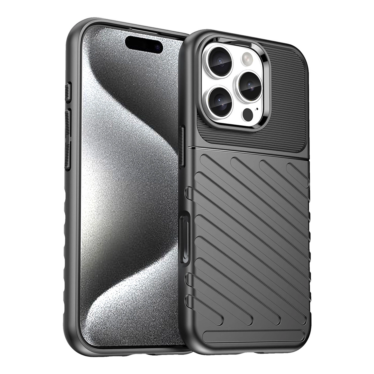 Thunder Case for iPhone 16 Pro Max Silicone Case - Black