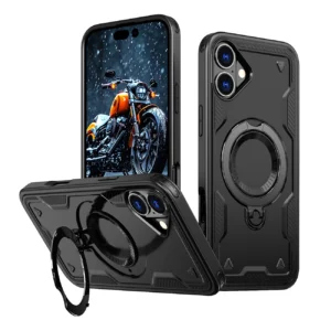 Hybrid Armor Trendy Case with MagSafe for iPhone 16 - Black