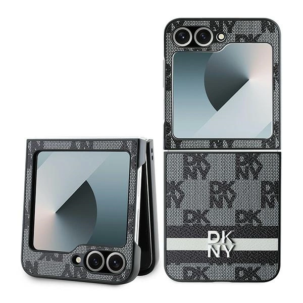 DKNY Checkered Pattern Printed Stripes case for Samsung Galaxy Z Flip 6 - black