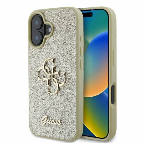 Guess Fixed Glitter Big 4G iPhone 16 Case - Gold