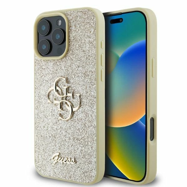 Guess Fixed Glitter Big 4G case for iPhone 16 Pro Max - gold