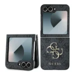 Guess Leather 4G Metal Logo Case for Samsung Galaxy Z Flip 6 - Black