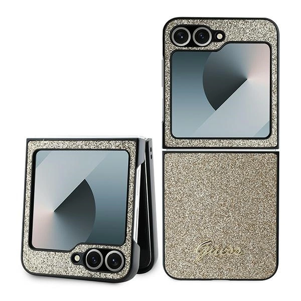 Guess 4G Glitter Script Case for Samsung Galaxy Z Flip 6 - Gold