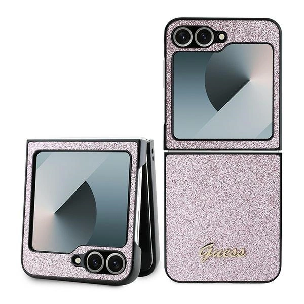 Guess 4G Glitter Script Case for Samsung Galaxy Z Flip 6 - Pink