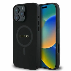 Guess Saffiano Classic Logo MagSafe iPhone 16 Pro Case - Black