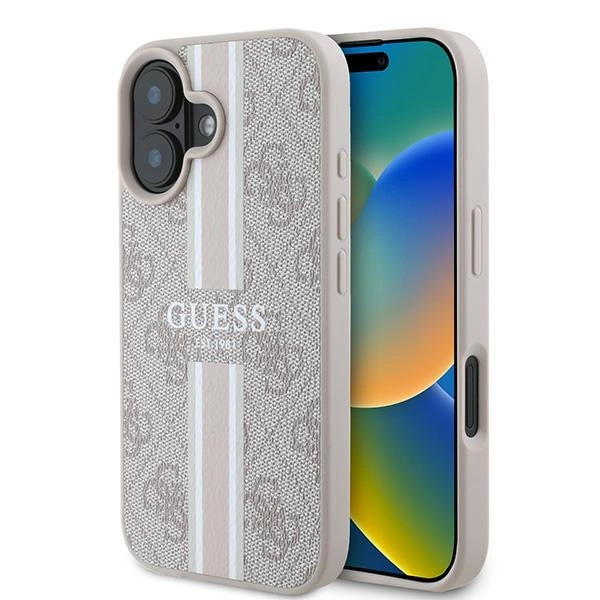 Guess 4G Printed Stripes MagSafe Case for iPhone 16 Plus - Pink