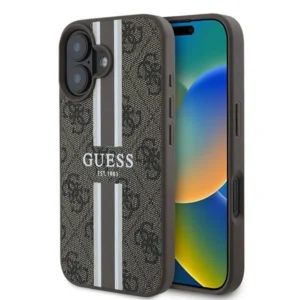 Guess 4G Printed Stripes MagSafe iPhone 16 Plus Case - Brown