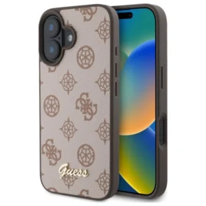 Guess Peony Script MagSafe iPhone 16 Case - Brown