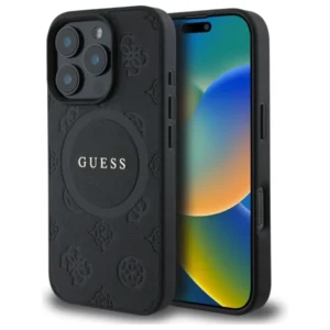 Guess Saffiano Peony Classic Logo MagSafe Case for iPhone 16 Pro Max - Black