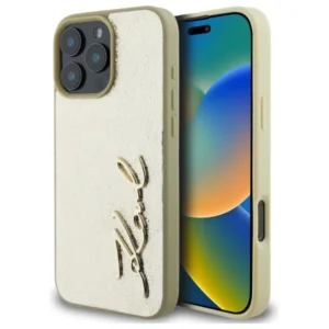 Karl Lagerfeld Metal Signature iPhone 16 Pro Max Case - Gold