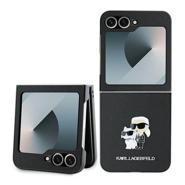 Karl Lagerfeld Saffiano Metal Pin Case for Samsung Galaxy Z Flip 6 - Black