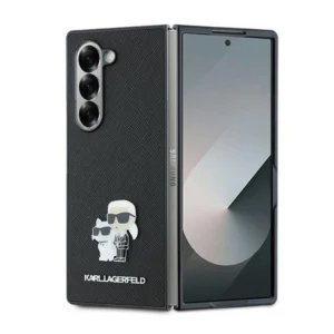 Karl Lagerfeld Saffiano Metal Pin Case for Samsung Galaxy Z Fold 6 - Black