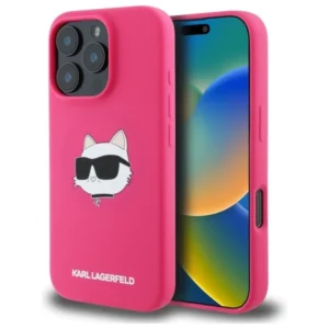 Karl Lagerfeld Silicone Choupette Head MagSafe iPhone 16 Pro Case - Pink