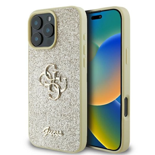 Guess Fixed Glitter Big 4G Case for iPhone 16 Pro - Gold