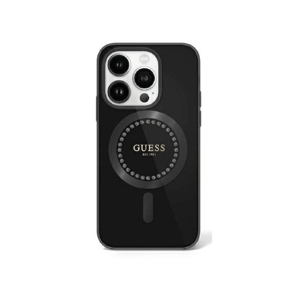 Guess IML Rhinestones MagSafe iPhone 16 Pro Case - Black