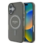 Guess IML Glitter Circle MagSafe case for iPhone 16 - black