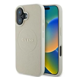 Guess Grained Ring MagSafe case for iPhone 16 - beige