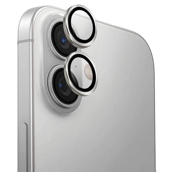 Uniq Optix Aluminum Camera Lens Protector with Applicator for iPhone 16 / iPhone 16 Plus - Silver