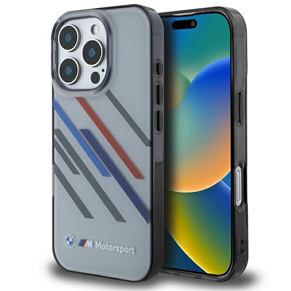 BMW Motosport IML Random Stripes iPhone 16 Pro Case - Gray