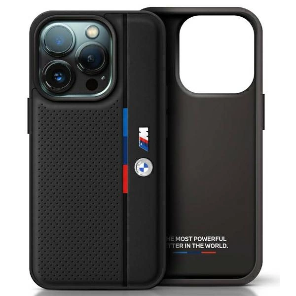 BMW M Perforated Tricolor Detail Line iPhone 16 Pro Case - Black