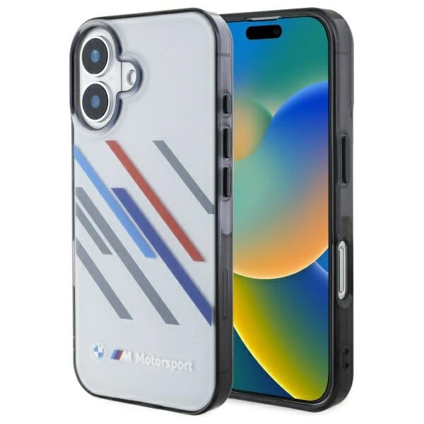 BMW Motosport IML Random Stripes iPhone 16 Plus Case - Gray