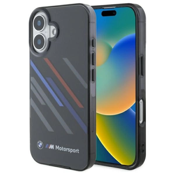 BMW Motosport IML Random Stripes iPhone 16 Plus Case - Black