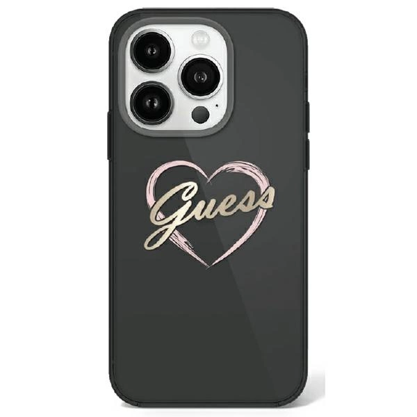 Guess IML Heart Case for iPhone 16 Pro - Black