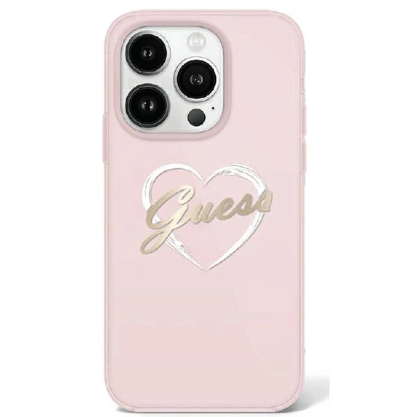 Guess IML Heart Case for iPhone 16 Pro - Pink