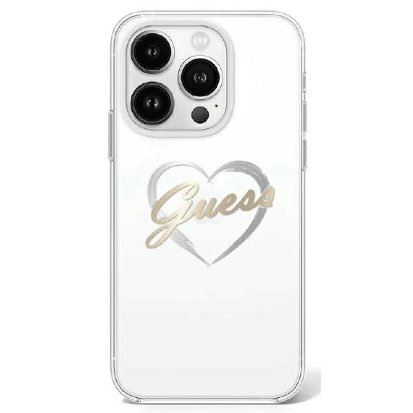 Guess IML Heart Case for iPhone 16 Pro - Transparent