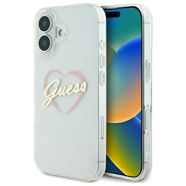 Guess IML Heart Case for iPhone 16 plus - Transparent