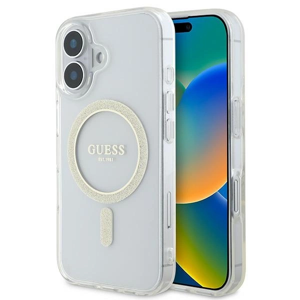 Guess IML Glitter Circle MagSafe iPhone 16 Case - Clear