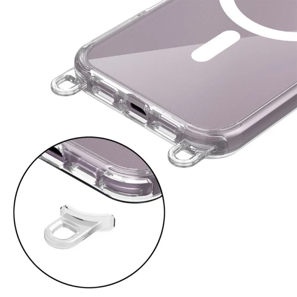 Tech-Protect FlexAir Chain MagSafe iPhone 16 Case - Clear + 2 Lanyards (Black & Taupe)-1