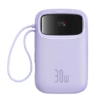 Baseus QPow 2 30W 10000mAh Power Bank with Built-in USB-C Cables - Purple