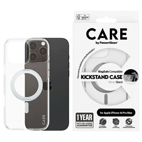 CARE by PanzerGlass Feature Kickstand Case iPhone 16 Pro Max 6.9" silver/silver MagSafe 1328