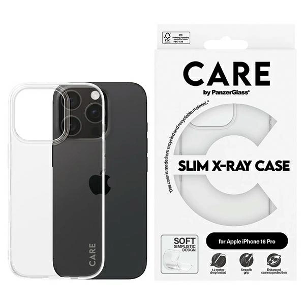 CARE by PanzerGlass X-Ray Soft Basic Case iPhone 16 Pro 6.3" Clear/Transparent 1442