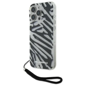 Karl Lagerfeld IML Zebra Pattern & Cord iPhone 16 Pro Case - Black