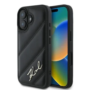 Karl Lagerfeld Quilted Signature iPhone 16 Plus Case - Black