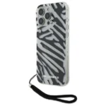 Karl Lagerfeld IML Zebra Pattern & Cord iPhone 16 Pro Max Case - Black