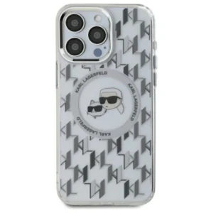 Karl Lagerfeld IML Monogram Karl & Choupette Head MagSafe iPhone 16 Pro Case - Clear