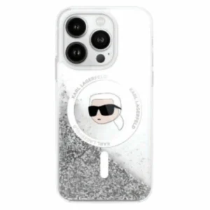 Karl Lagerfeld Liquid Glitter Karl Head Magsafe Case for iPhone 16 Pro - Clear