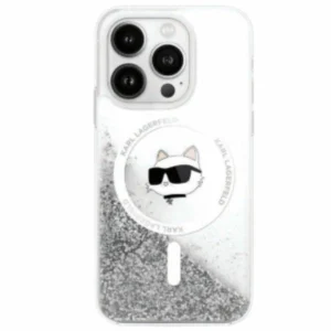 Karl Lagerfeld Liquid Glitter Choupette Head Magsafe iPhone 16 Case - Clear