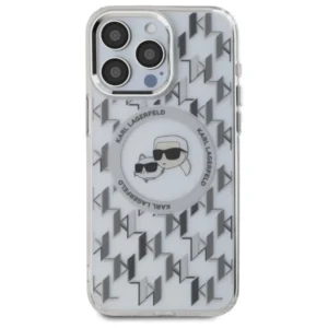 Karl Lagerfeld IML Monogram Karl & Choupette Head MagSafe Case for iPhone 16 Pro Max - Clear