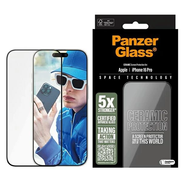 PanzerGlass Ceramic Screen Protector iPhone 16 Pro 6.3" Ultra-Wide Fit 2854