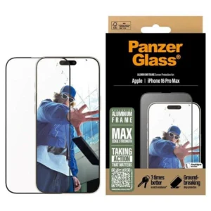 PanzerGlass Screen Protector Aluminum Frame iPhone 16 Pro Max 6.9" Ultra-Wide Fit 2852