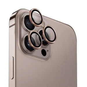 Uniq Optix Aluminum Camera Lens Protector iPhone 16 Pro 6.3" / 16 Pro Max 6.9" taupe gold camera lens glass with applicator